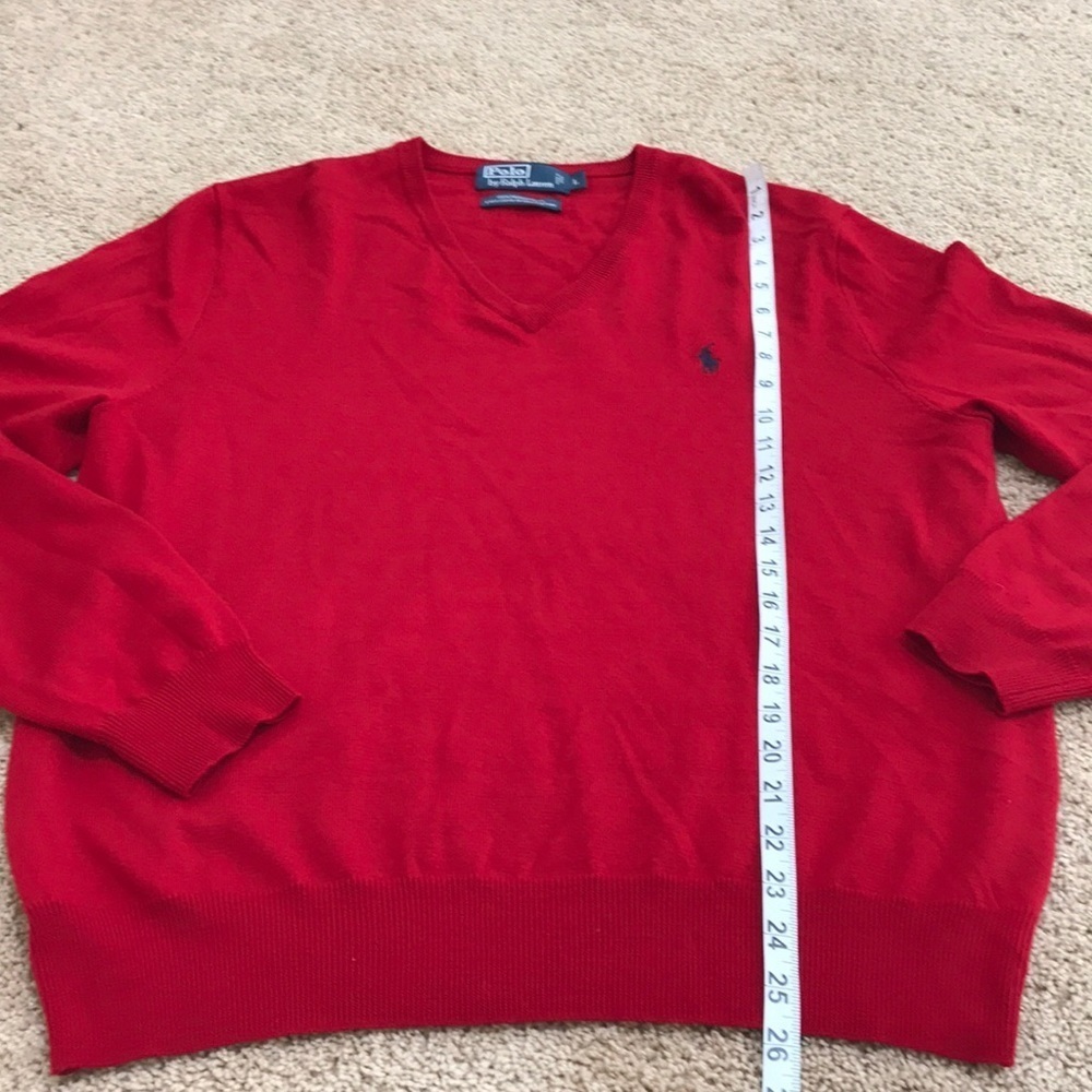 POLO RALPH LAUREN men’s Size L red merino wool sweater - Picture 4 of 6